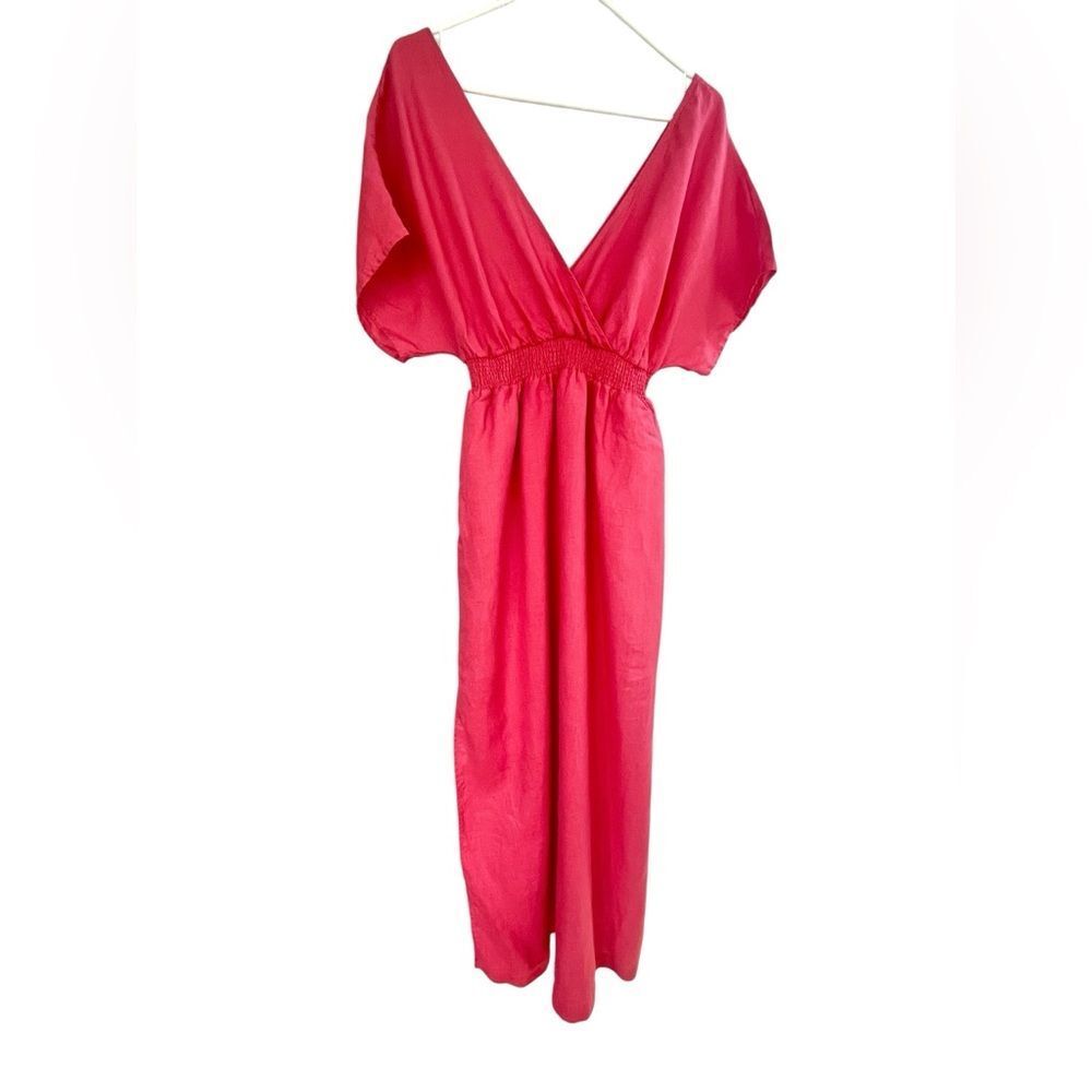Boden Coral Sunset Linen Maxi Dress